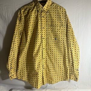 Men's Yellow Vintage Star Print Casual Shirt
